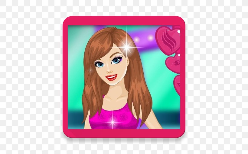 Barbie Online Game Brown Hair Hair Coloring, PNG, 512x512px, Watercolor, Cartoon, Flower, Frame, Heart Download Free