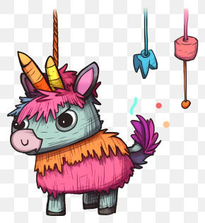 Cartoon Unicorn - Colorful Unicorn PiÃ±ata For Party PNG