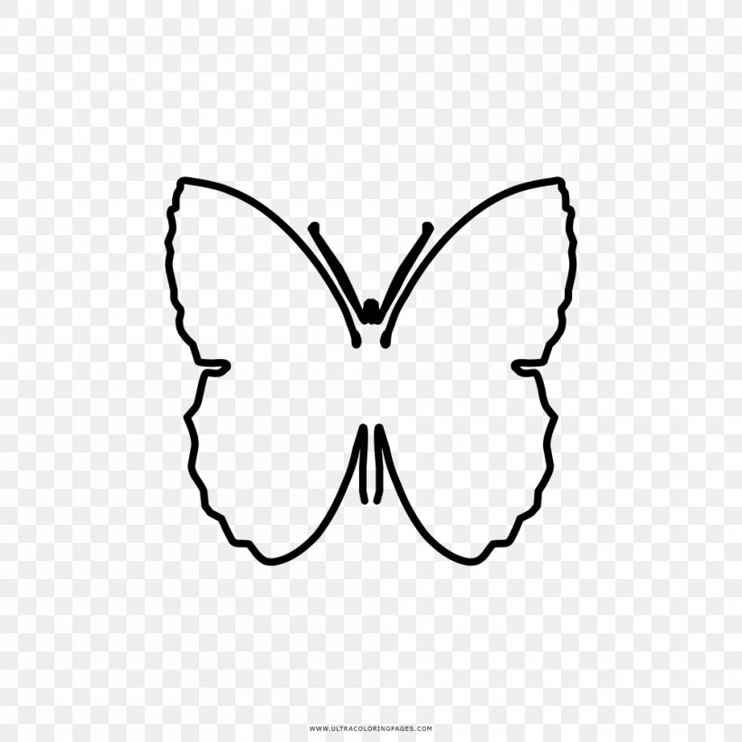 Brush-footed Butterflies Butterfly Drawing Coloring Book Black And White, PNG, 1000x1000px, Watercolor, Cartoon, Flower, Frame, Heart Download Free