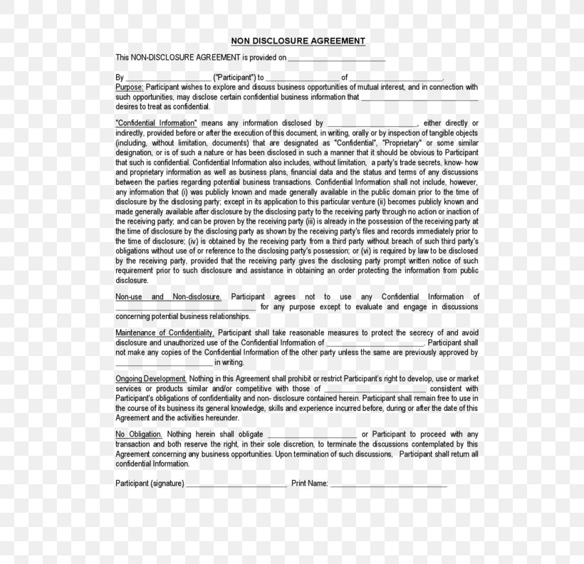 Non-disclosure Agreement Contract Document Confidentiality Information, PNG, 612x792px, Nondisclosure Agreement, Area, Black And White, Confidentiality, Contract Download Free