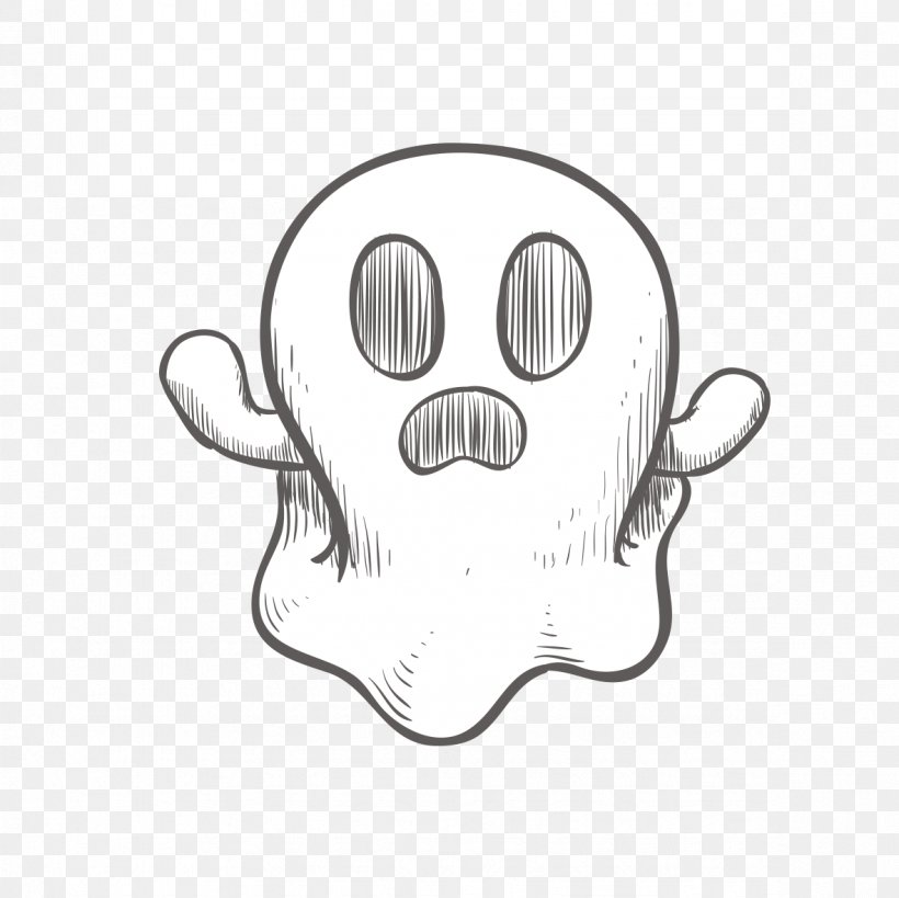 Black And White Drawing Ghost Sketch, PNG, 1181x1181px, Black And White, Architecture, Bone, Brush, Cartoon Download Free