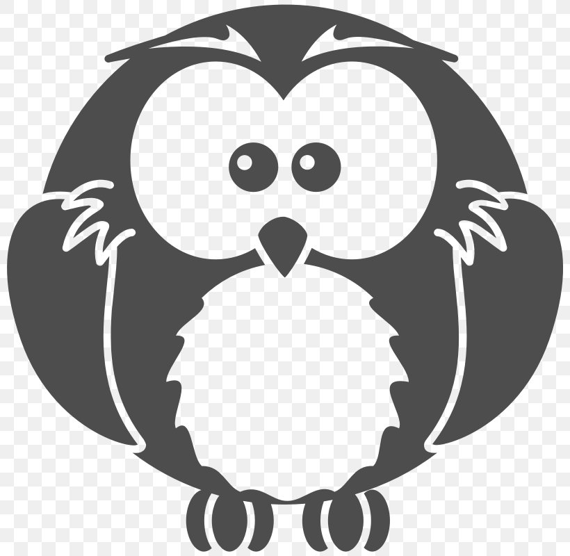 Black-and-white Owl Black And White Clip Art, PNG, 800x800px, Owl, Animal, Artwork, Beak, Bird Download Free