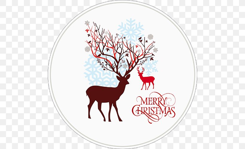 Reindeer Moose Christmas Clip Art, PNG, 500x500px, Deer, Antler, Branch, Christmas, Christmas Card Download Free