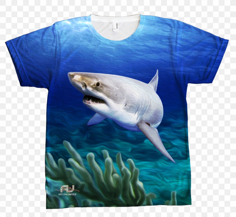 Shark T-shirt Clothing All Over Print, PNG, 1000x923px, Shark, All Over Print, Aqua, Blue, Cartilaginous Fish Download Free