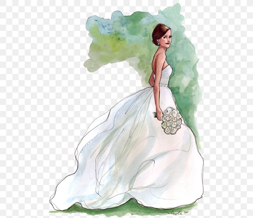 Bride Drawing Wedding Fashion Illustration, PNG, 510x707px, Watercolor, Cartoon, Flower, Frame, Heart Download Free