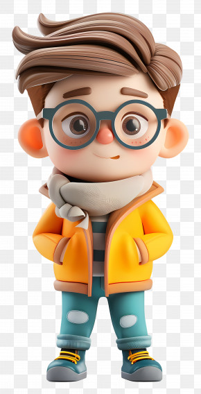 Cartoon Boy - Cartoon Boy With Glasses And Scarf PNG