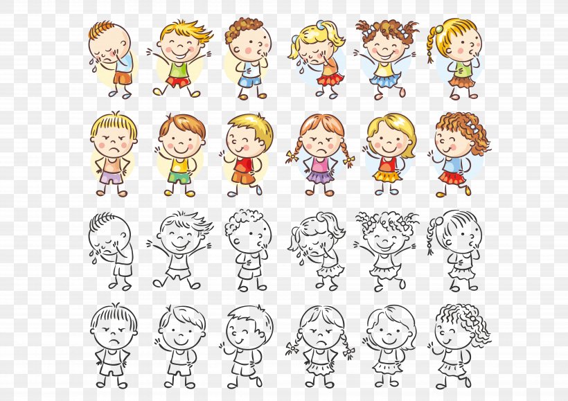 Royalty-free Child Illustration, PNG, 7016x4961px, Child, Black And White, Cartoon, Drawing, Emoticon Download Free