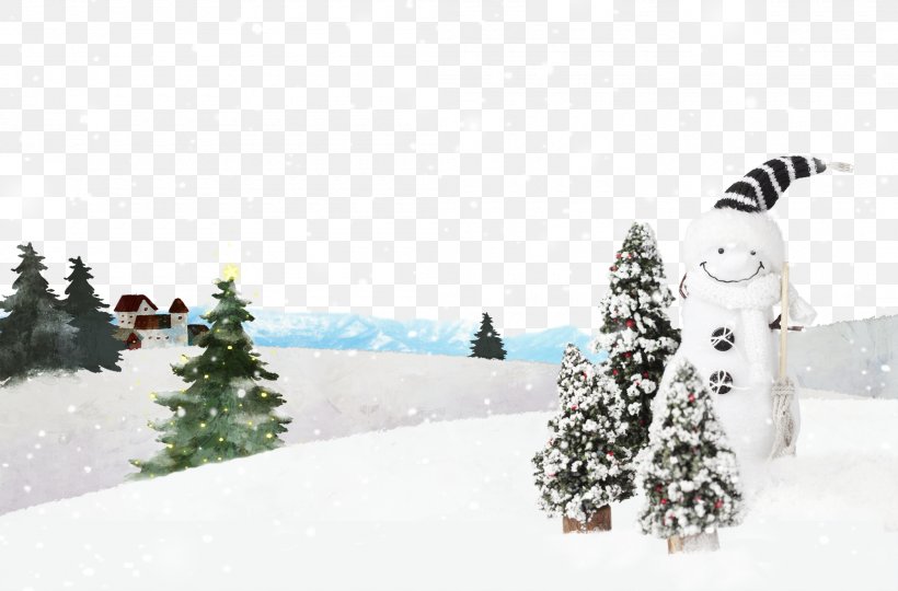 Snowman Winter Landscape, PNG, 2100x1383px, Snow, Christmas, Christmas Decoration, Christmas Ornament, Christmas Tree Download Free