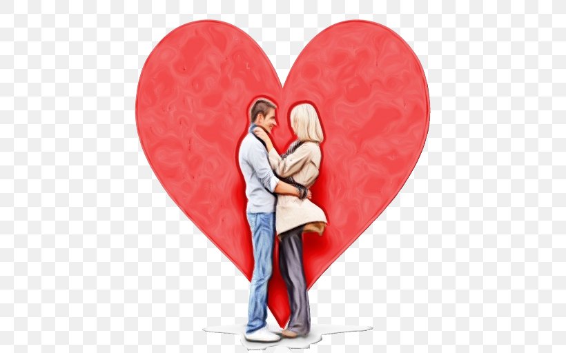 Valentine's Day, PNG, 512x512px, Watercolor, Fictional Character, Heart, Interaction, Kiss Download Free