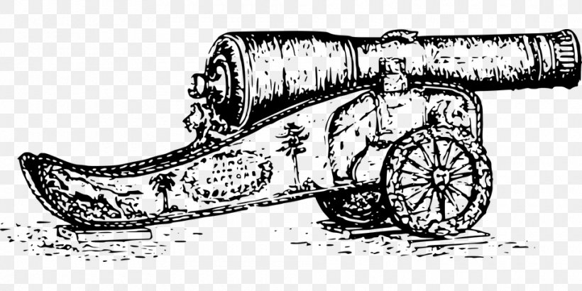 Cannon Artillery Gun Clip Art, PNG, 960x480px, Cannon, Artillery, Automotive Design, Baril, Black And White Download Free