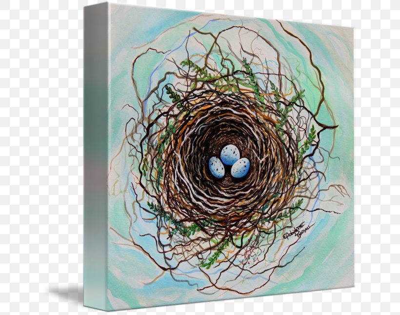 Bird Nest Canvas Print Printing, PNG, 650x646px, Bird Nest, Acrylic Paint, Art, Bird, Canvas Download Free