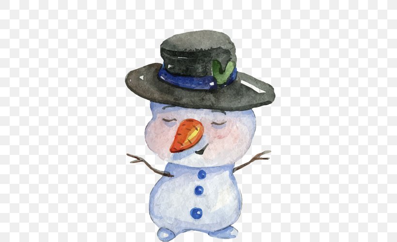 Snowman Watercolor Painting Christmas, PNG, 500x500px, Snowman, Christmas, Christmas Card, Drawing, Illustrator Download Free