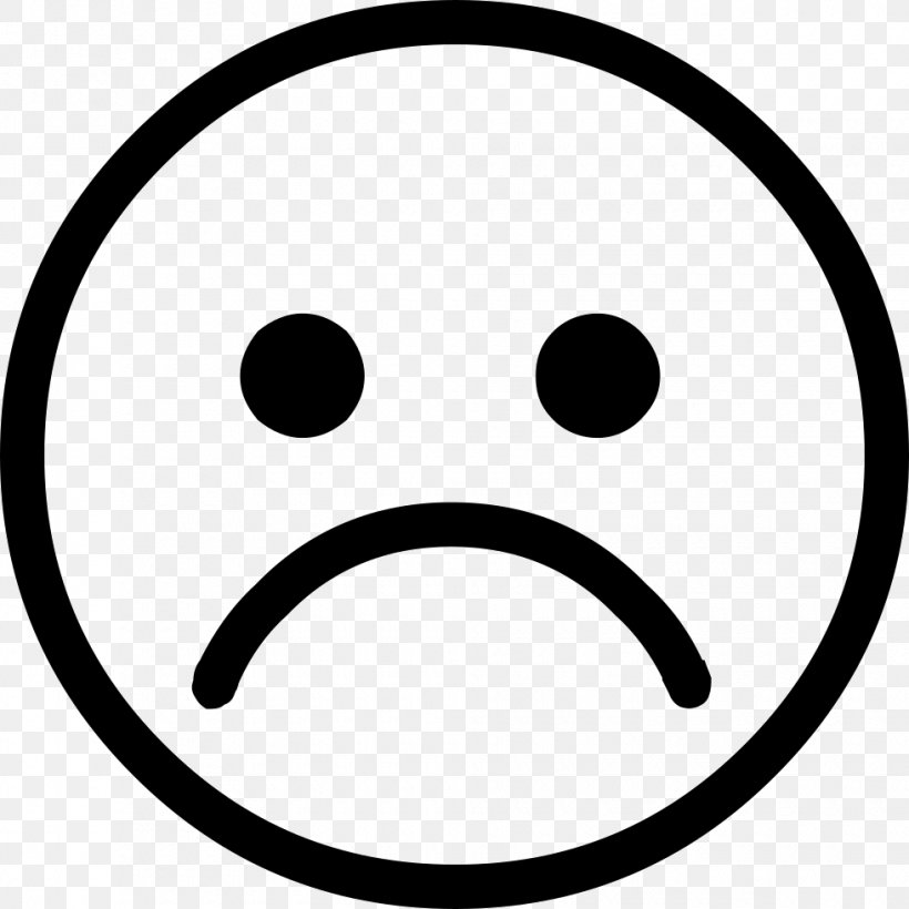 Emoticon Smiley Sadness Clip Art, PNG, 980x980px, Emoticon, Area, Black And White, Face, Facial Expression Download Free