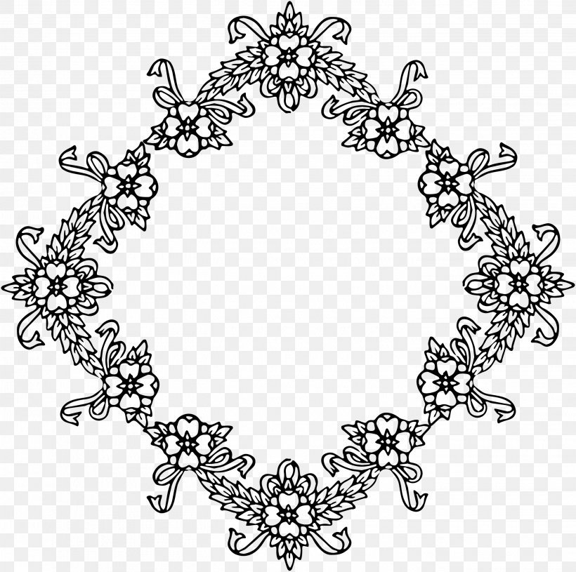 Wreath Flower Floral Design Clip Art, PNG, 2833x2818px, Wreath, Area, Black And White, Christmas, Drawing Download Free