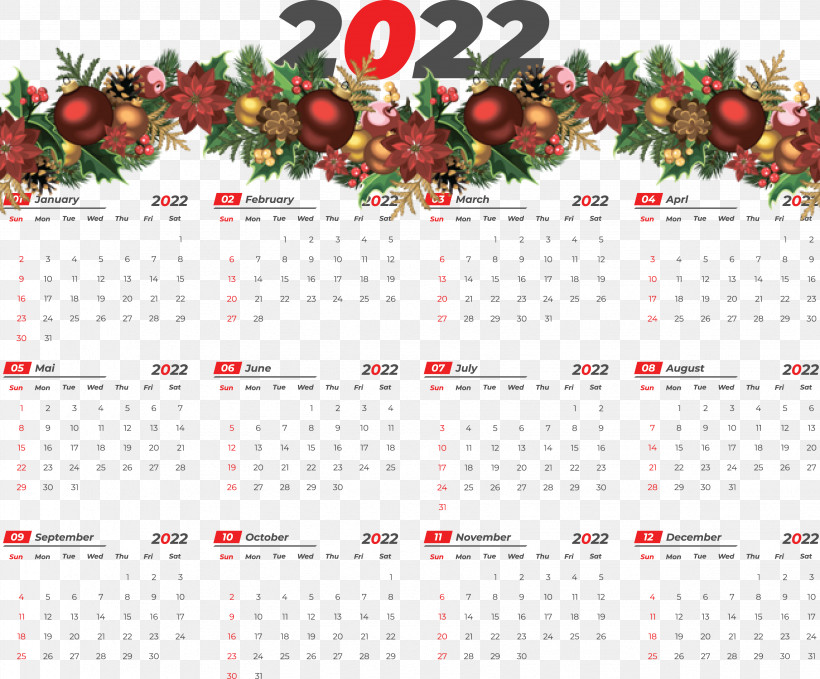 2022 Yearly Calendar Printable 2022 Yearly Calendar Template, PNG, 3266x2706px, Christmas Day, Bauble, Christmas Lights, Christmas Tree, Christmas Tree Light Download Free