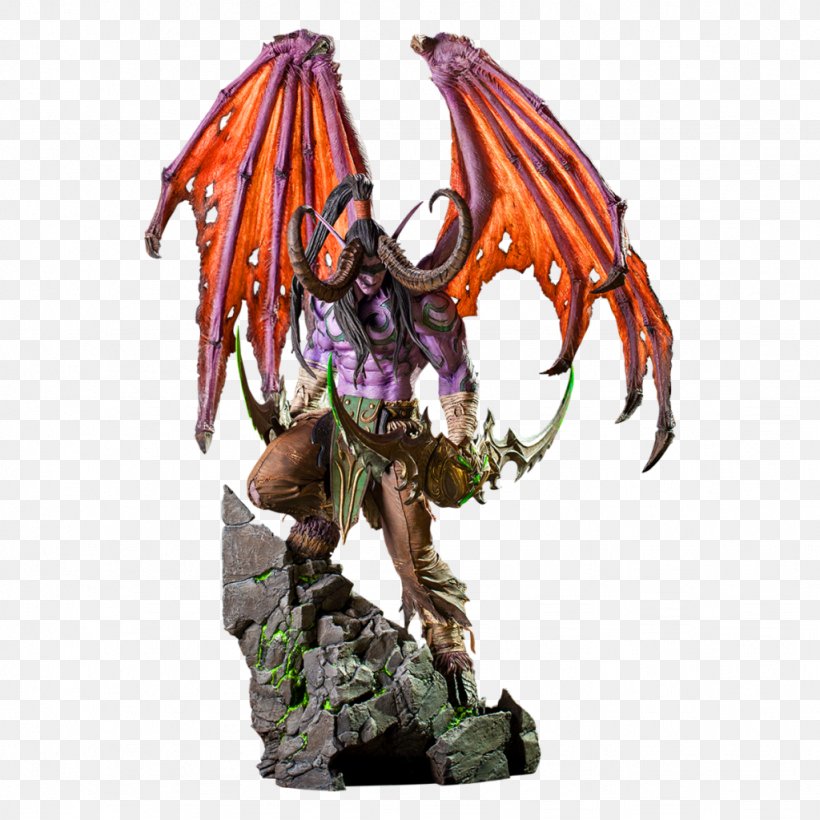 Illidan: World Of Warcraft Illidan Stormrage Statue Blizzard Entertainment, PNG, 1024x1024px, Watercolor, Cartoon, Flower, Frame, Heart Download Free