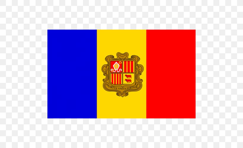 Flag Of Andorra Andorra La Vella National Flag Flag Of Kiribati, PNG, 500x500px, Flag Of Andorra, Andorra, Brand, Coat Of Arms Of Andorra, Flag Download Free