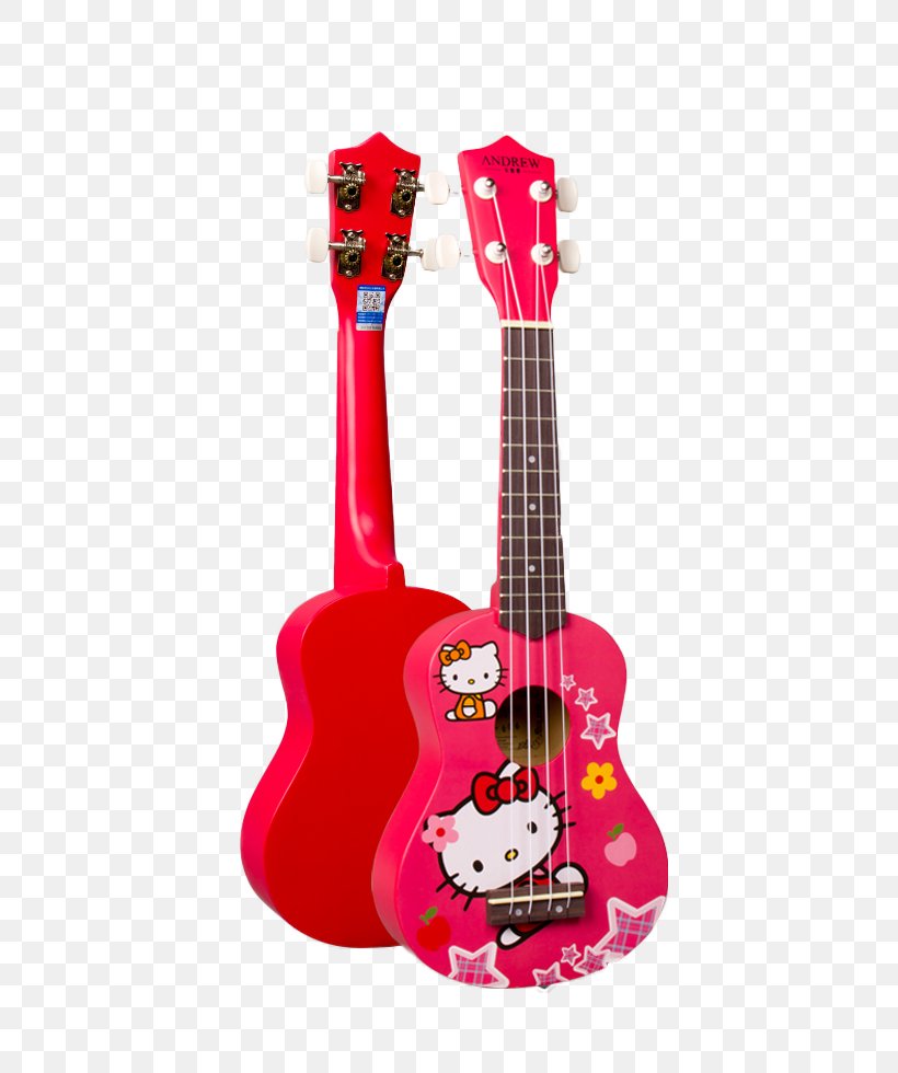 Ukulele Electric Guitar Musical Instrument Hello Kitty, PNG, 568x980px, Watercolor, Cartoon, Flower, Frame, Heart Download Free