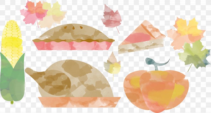 Watercolor Painting Thanksgiving, PNG, 5455x2935px, Watercolor Painting, Cartoon, Color, Drawing, Food Download Free