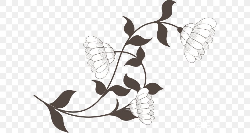 Drawing Photography Ornament Clip Art, PNG, 600x436px, Drawing, Artwork, Black And White, Branch, Butterfly Download Free