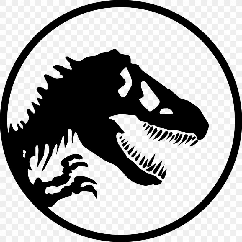Jurassic Park YouTube Logo Stencil, PNG, 1200x1200px, Jurassic Park, Area, Artwork, Black And White, Dinosaur Download Free