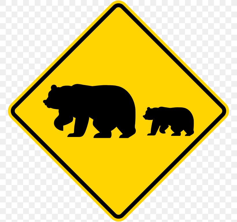 Beware Of Bears! Traffic Sign Warning Sign, PNG, 768x768px, Bear, Animal, Area, Beware Of Bears, Grass Download Free