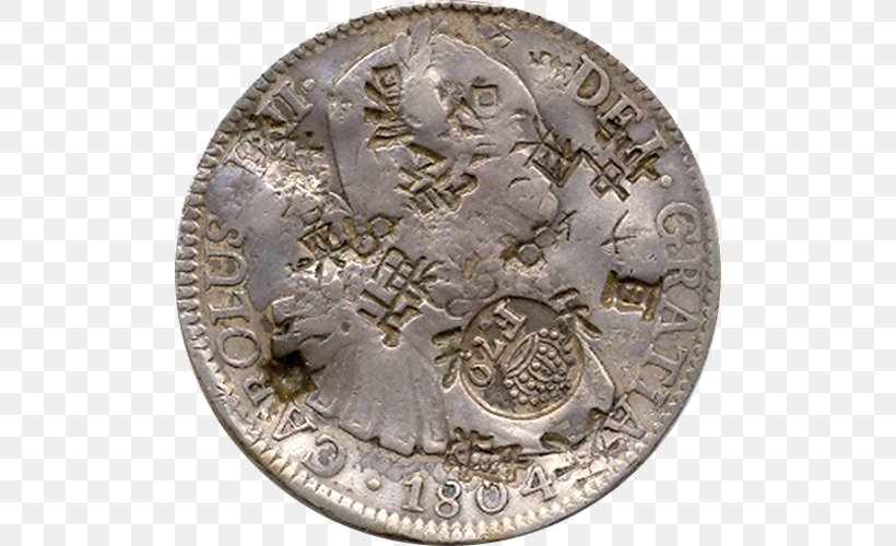 Coin New Spain Wallachia Spanish Dollar, PNG, 500x500px, Coin, Charles Iv Of Spain, Copper, Currency, Fineness Download Free