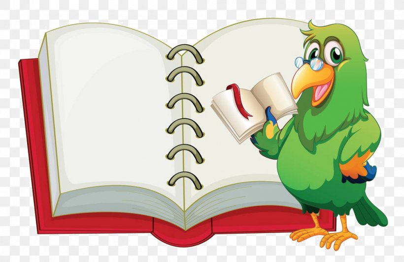 Parrot Reading Illustration, PNG, 1000x650px, Parrot, Art, Beak, Bird, Book Download Free