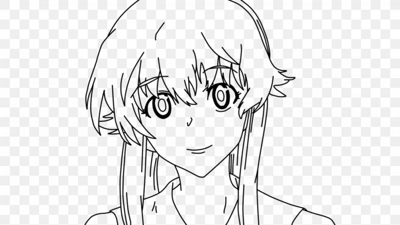 Yuno Gasai Future Diary Drawing Coloring Book Sketch, PNG, 1024x576px, Watercolor, Cartoon, Flower, Frame, Heart Download Free