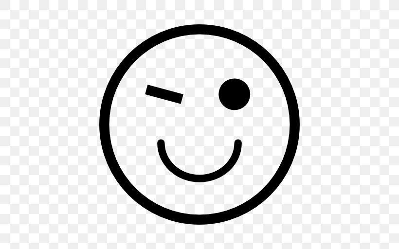 Smiley Happiness Emoticon Wink, PNG, 512x512px, Smiley, Area, Avatar, Black And White, Crying Download Free