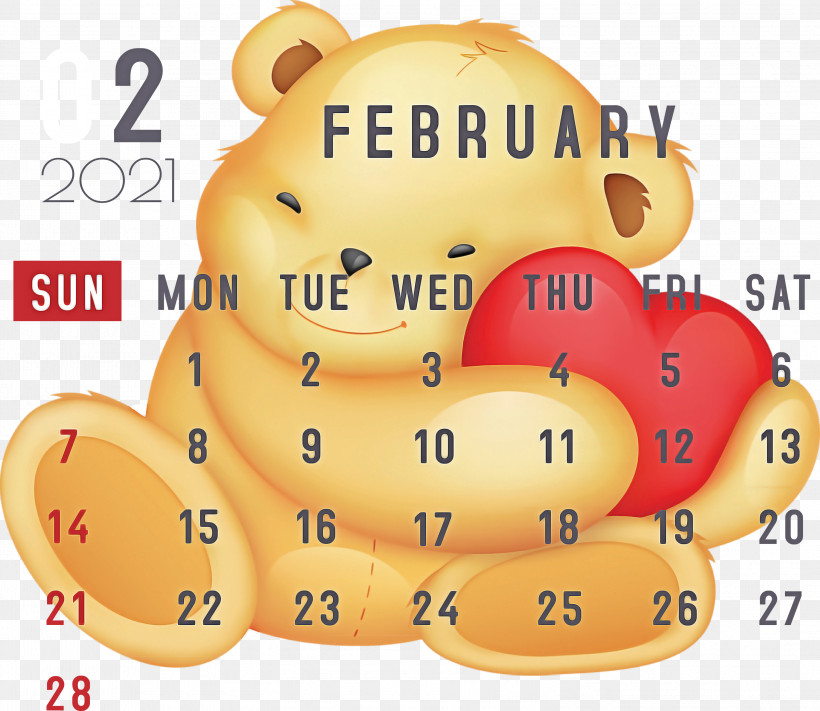 February 2021 Printable Calendar February Calendar 2021 Calendar, PNG, 2999x2604px, 2021 Calendar, Happiness, Meter, Snout Download Free
