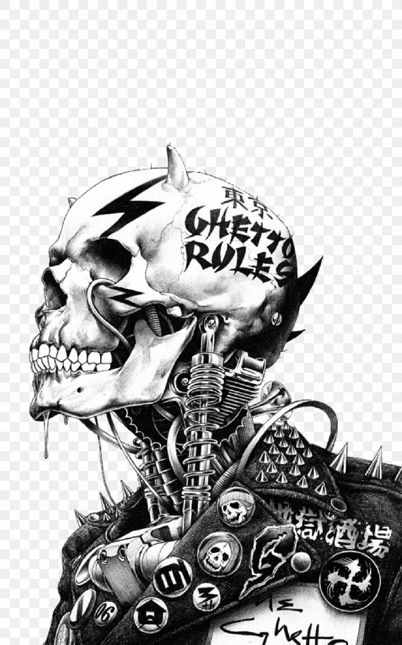Punk Rock Drawing Skull Art Image, PNG, 1200x1925px, Punk Rock, Art, Artist, Black And White, Death Download Free