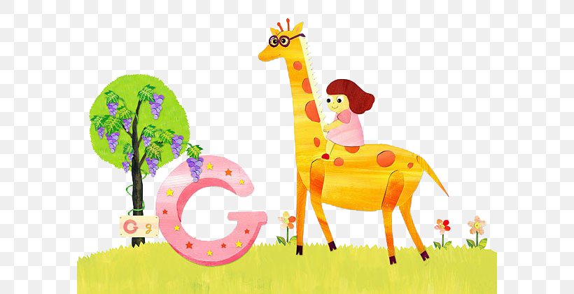 Northern Giraffe Illustration, PNG, 600x420px, Northern Giraffe, Alphabet, Art, Cartoon, Giraffe Download Free