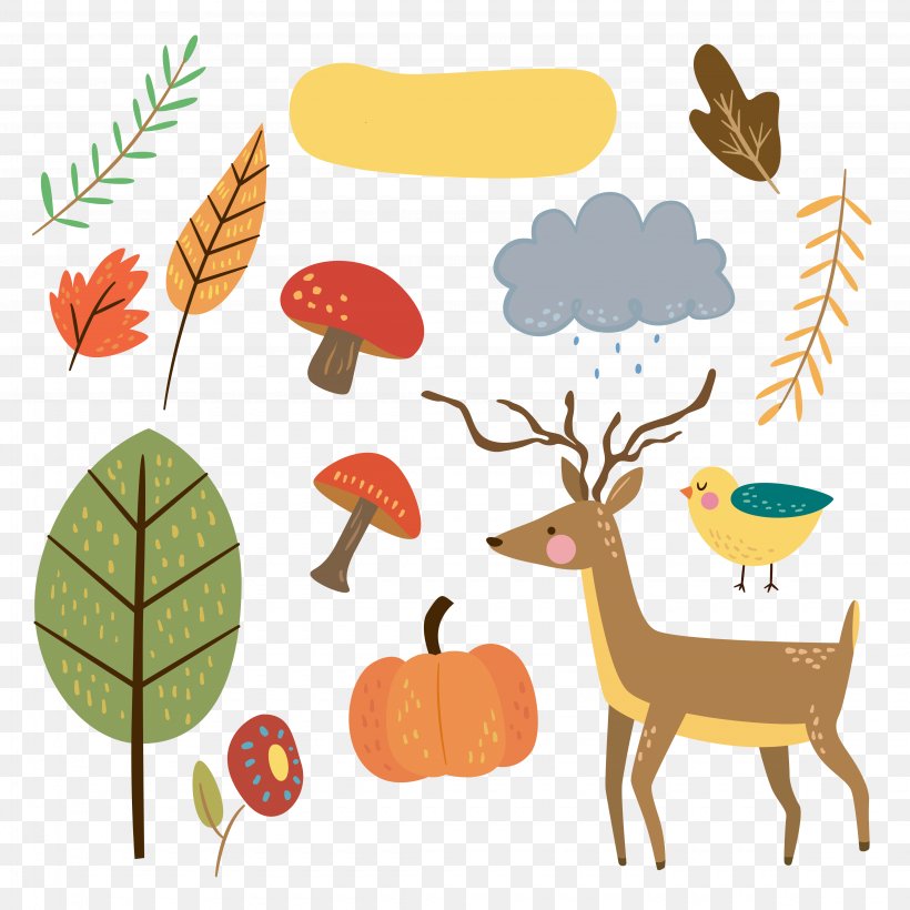 Autumn Sticker Scrapbooking Clip Art, PNG, 4500x4500px, Autumn, Antler, Artwork, Branch, Cuteness Download Free