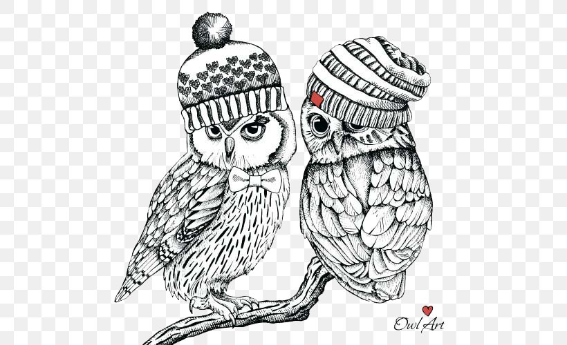 Little Owl Bird Illustration, PNG, 500x500px, Watercolor, Cartoon, Flower, Frame, Heart Download Free