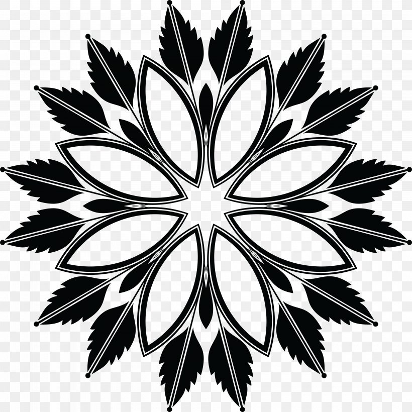 Black And White Floral Design Clip Art, PNG, 4000x4000px, Black And White, Art, Artist, Drawing, Floral Design Download Free
