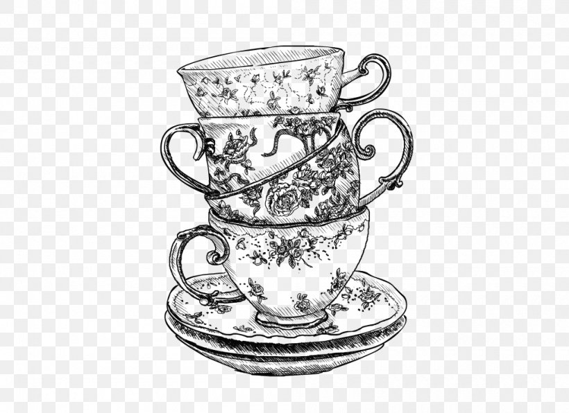 Coffee Cup Saucer Porcelain /m/02csf Tableware, PNG, 1000x727px, Coffee Cup, Black White M, Cup, Dishware, Drawing Download Free