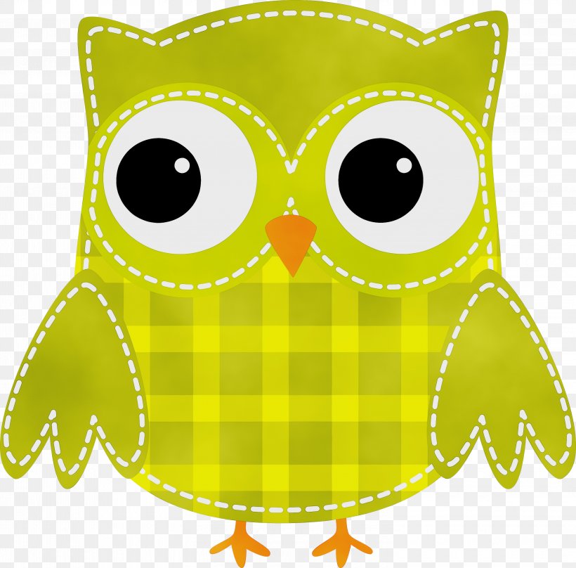 Green Owl Yellow Cartoon Clip Art, PNG, 3000x2958px, Watercolor, Bird, Bird Of Prey, Cartoon, Green Download Free
