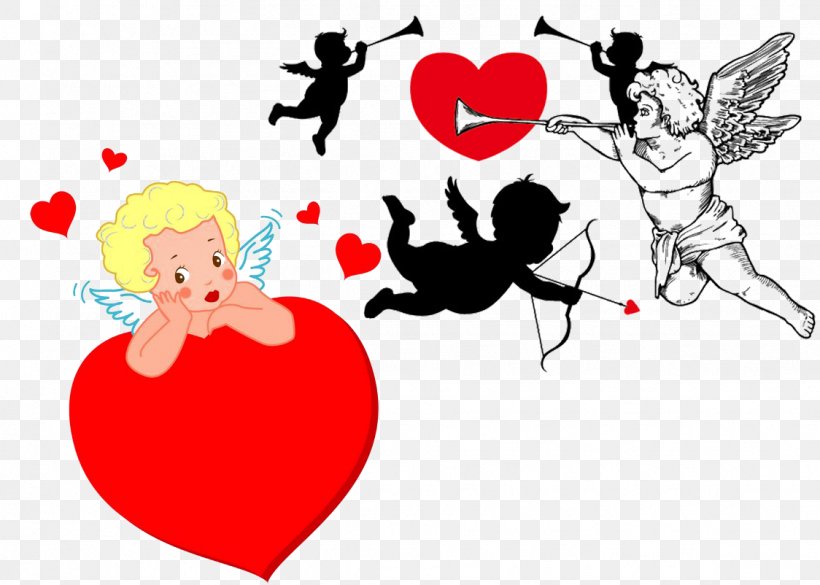 Cupid And Psyche Silhouette Clip Art, PNG, 1124x802px, Watercolor, Cartoon, Flower, Frame, Heart Download Free
