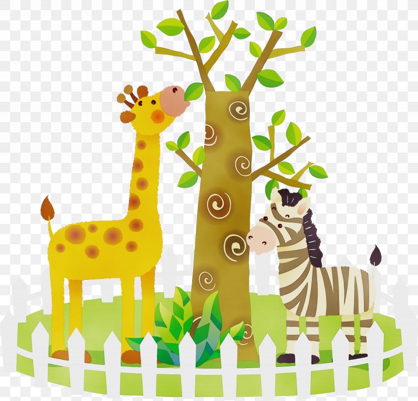 Giraffe Giraffidae Animal Figure Wildlife Tree, PNG, 2460x2365px, Watercolor, Animal Figure, Branch, Giraffe, Giraffidae Download Free