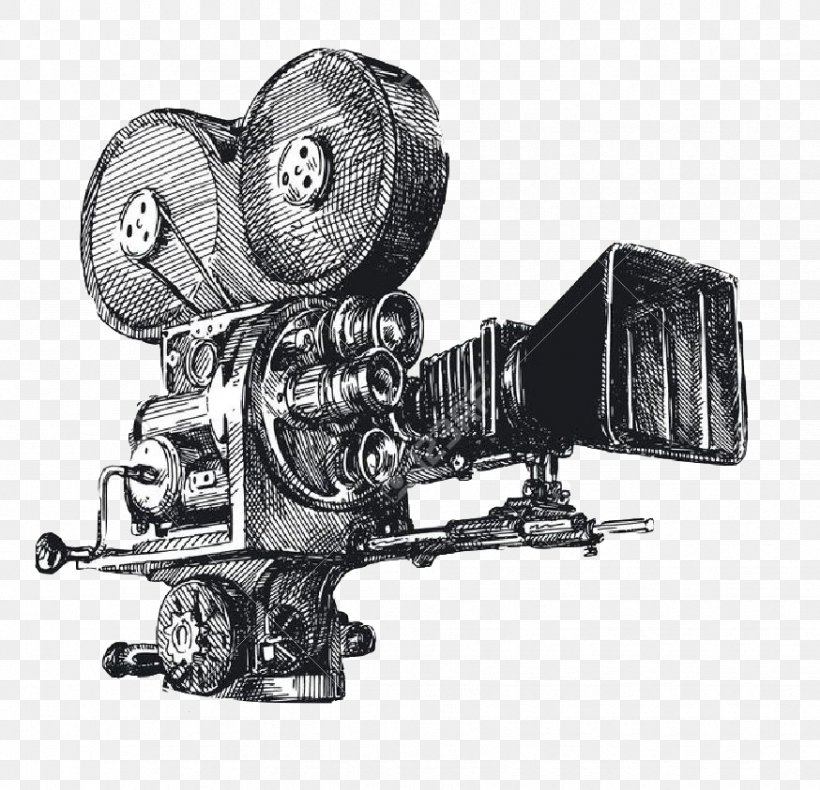 Drawing Photography Movie Camera Film, PNG, 874x843px, Drawing, Art, Black And White, Camera, Camera Operator Download Free