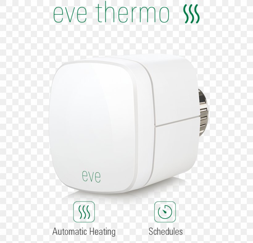 Elgato Eve Thermo Thermostatic Radiator Valve EyeTV, PNG, 956x917px, Thermostat, Bluetooth Low Energy, Electronics, Electronics Accessory, Elgato Download Free