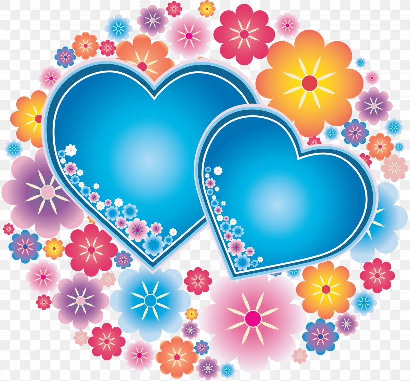Heart Flower Drawing Clip Art, PNG, 5000x4645px, Heart, Blue, Color, Drawing, Flower Download Free
