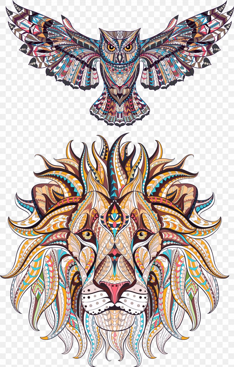 Exquisite Animal Illustration Vector, PNG, 2634x4139px, Asiatic Lion, Art, Canvas Print, Head, Illustration Download Free