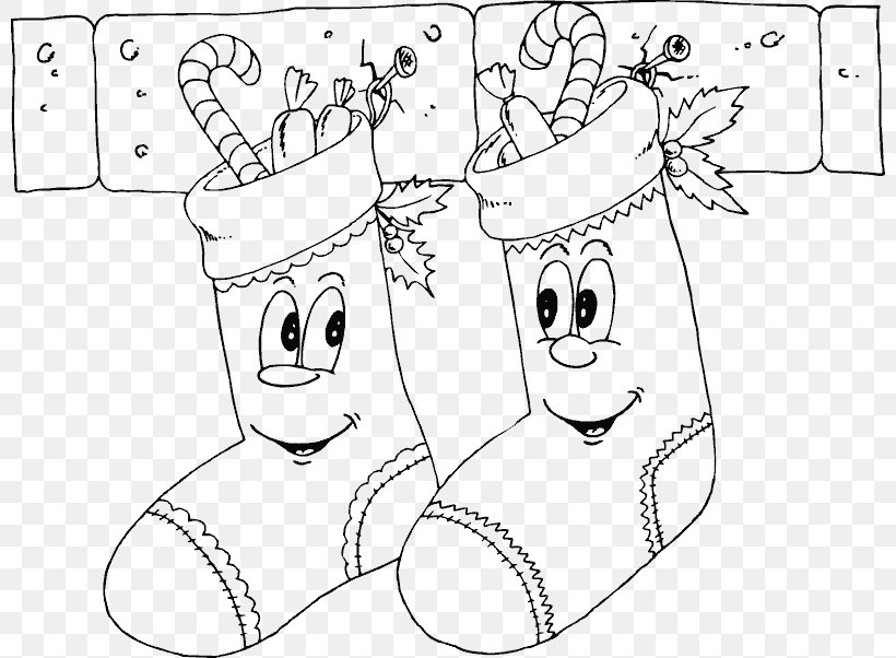 Santa Claus Christmas Stockings Coloring Book, PNG, 800x602px, Watercolor, Cartoon, Flower, Frame, Heart Download Free