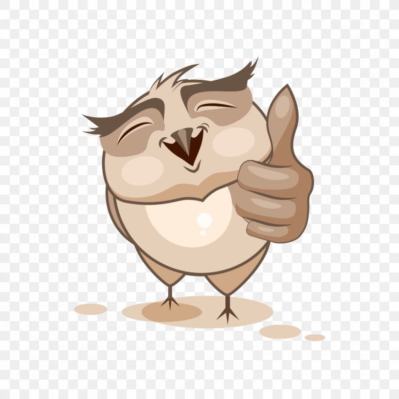 Owl Vector Graphics Stock Illustration Thumb Signal, PNG, 1000x1000px, Owl, Beak, Bird, Cartoon, Emoji Download Free
