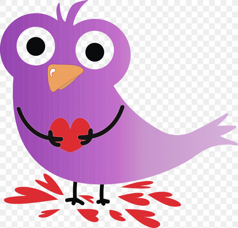 Cartoon Bird Pink Purple Violet, PNG, 3000x2866px, Love Bird, Animation, Beak, Bird, Cartoon Download Free