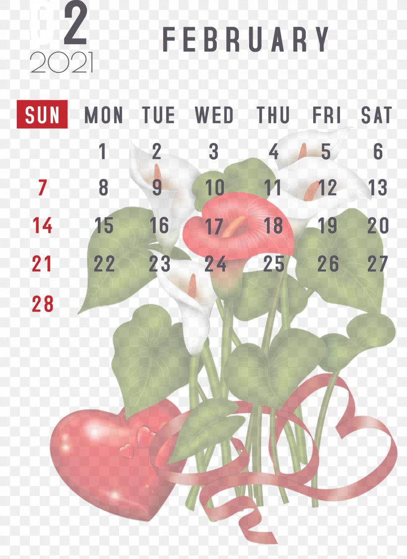 February 2021 Printable Calendar February Calendar 2021 Calendar, PNG, 2182x2999px, 2021 Calendar, Cartoon, Creative Work, Flower, Idea Download Free