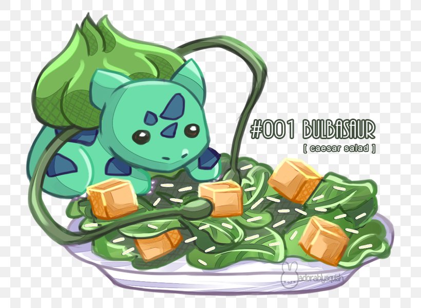 Pokémon Sun And Moon Caesar Salad Pokémon GO Pokémon Art Academy Bulbasaur, PNG, 750x600px, Caesar Salad, Bulbasaur, Crouton, Fictional Character, Food Download Free