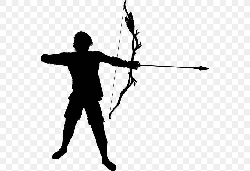 Silhouette Archery Clip Art, PNG, 556x563px, Silhouette, Archery, Arm, Black And White, Bow And Arrow Download Free
